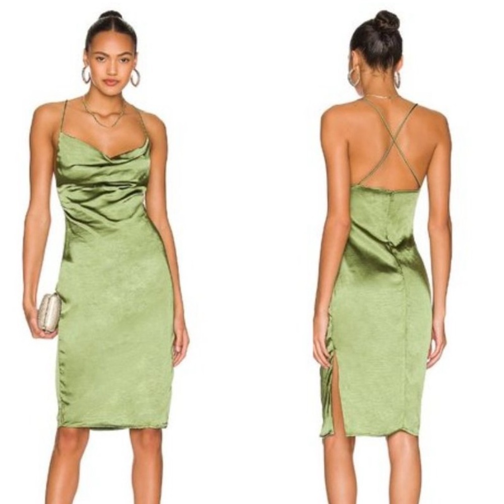 Superdown - Billie Drape Midi Dress - Color Green - Size XS